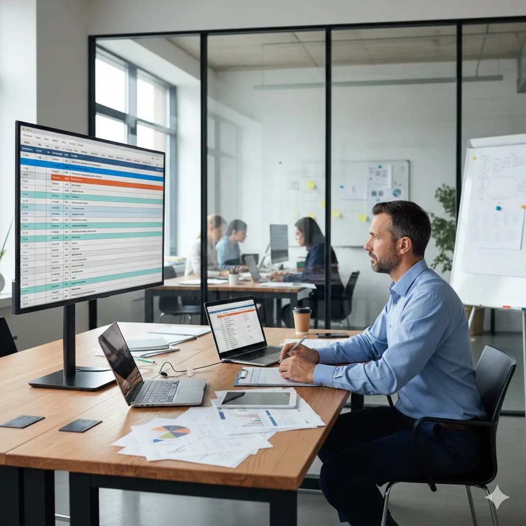 Une responsable d'équipe organise les plannings de la semaine sur SmartPlanning.